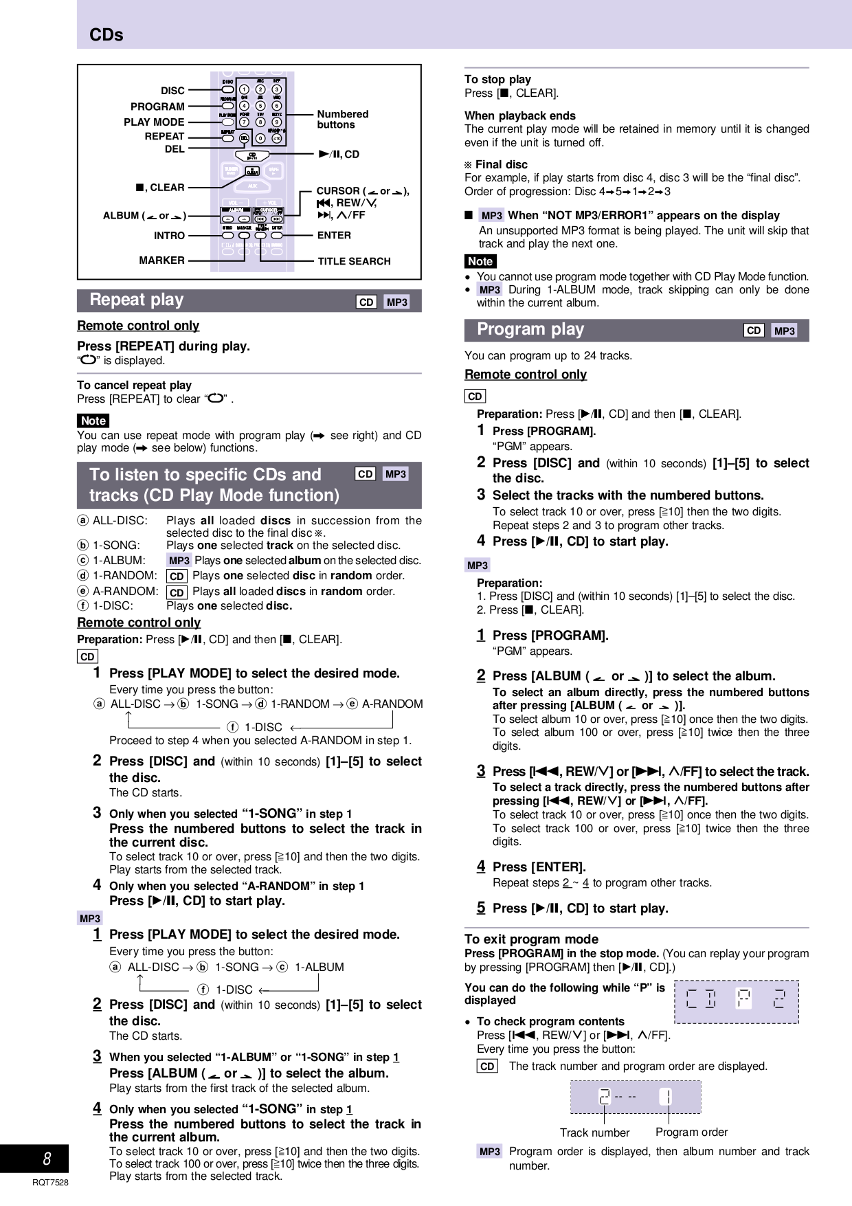 PDF manual for Panasonic CD Player SA-AK220